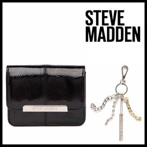 STEVE MADDEN BLACK WALLET & CRYSTAL KEY CHAIN A3C
